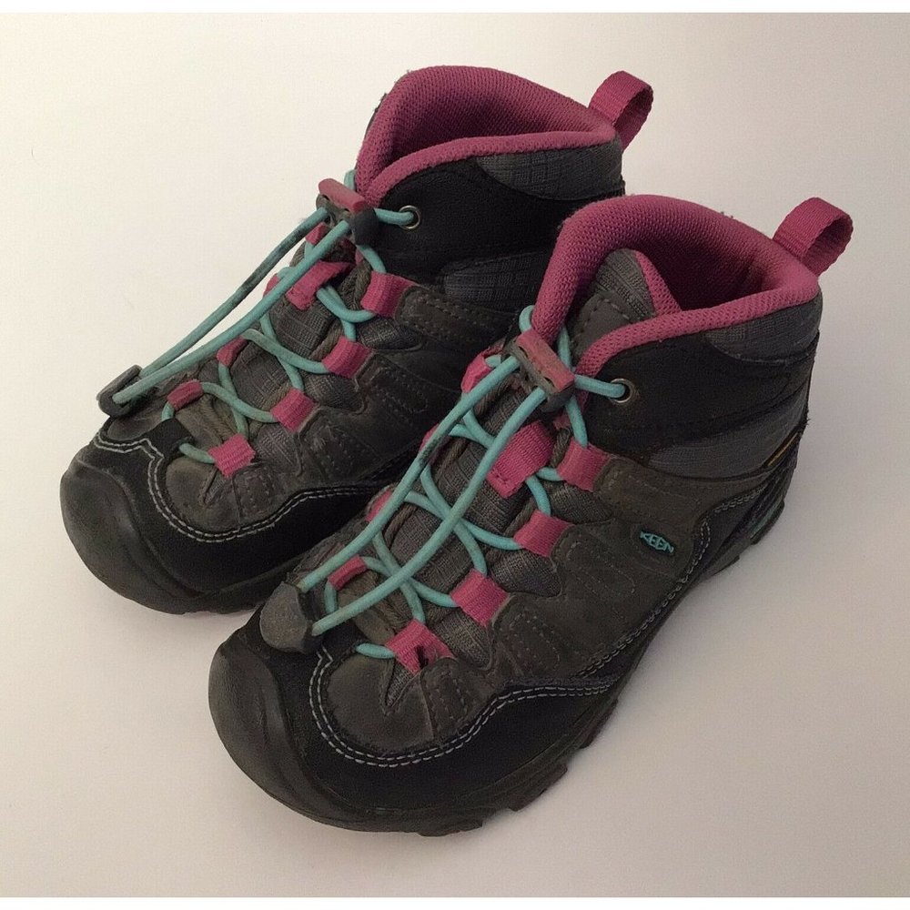 Keen Waterproof Athletic Hiking Boots Shoes Youth Size 11 Gray Pink Girls